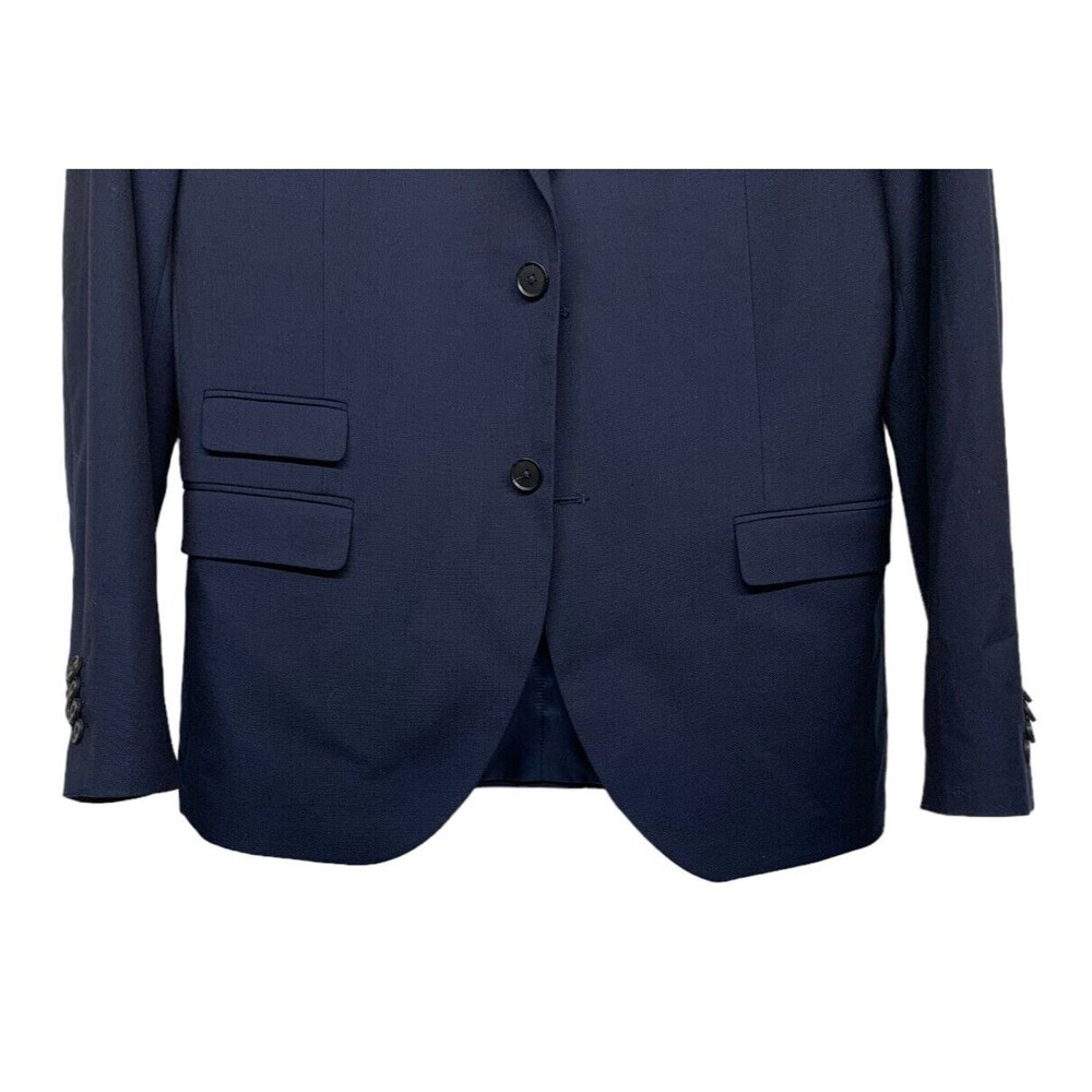 RESERVED Men size US 42 Navy Blue Slim Fit Blazer w Pocket Square European Brand - Picture 8 of 13
